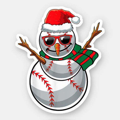 Baseball Christmas Snowman Sunglasses Funny Sticker