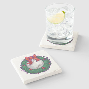 Baseball Christmas Stone Coaster