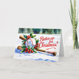 Baseball Christmas themed Batter Up for Christmas! Holiday Card