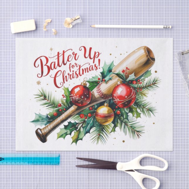 Baseball Christmas themed Batter Up for Christmas! Tissue Paper (Craft)