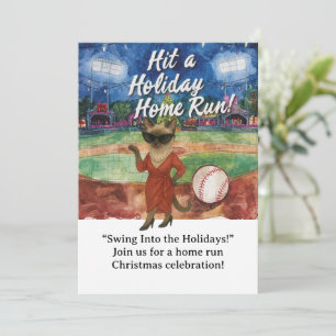 Baseball Christmas themed for Cat lovers Invitation