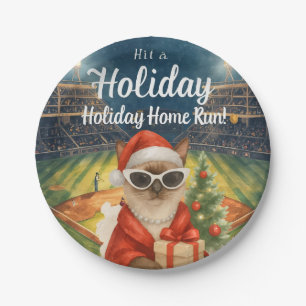 Baseball Christmas themed for Cat lovers Paper Plates