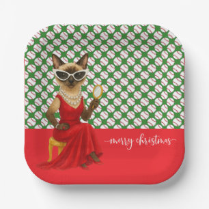 Baseball Christmas themed for Cat Lovers Paper Plates