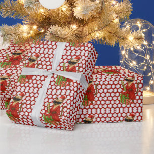 Baseball Christmas themed for Cat Lovers Wrapping Paper