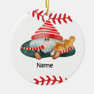 Baseball Christmas themed for player Ceramic Ornament