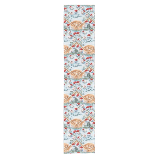 Baseball Christmas themed for player  Short Table Runner (Front)