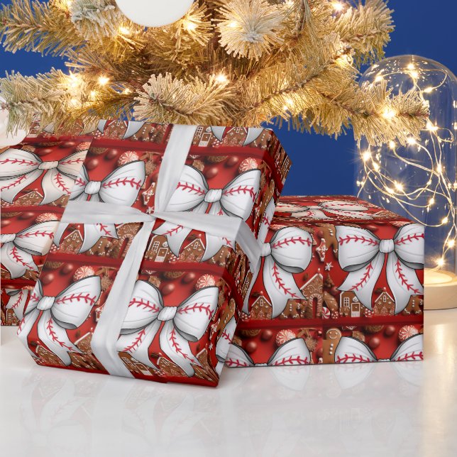 Baseball Christmas themed for Player  Wrapping Paper (Holidays)