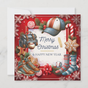 Baseball Christmas themed Holiday Card