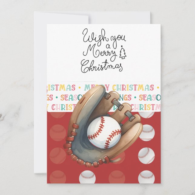 Baseball Christmas themed Holiday Card (Front)