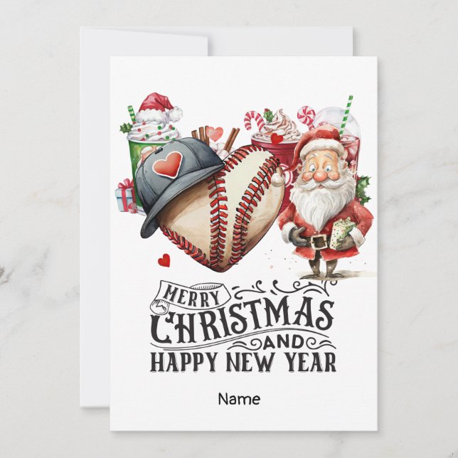Baseball Christmas themed  Holiday Card (Front)