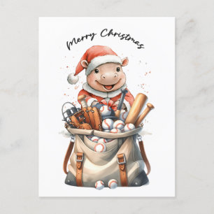 Baseball Christmas themed Holiday Postcard