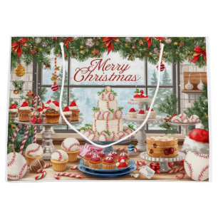 Baseball Christmas themed in Bakery Large Gift Bag