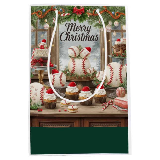 Baseball Christmas themed in Bakery Medium Gift Ba Bag (Front)