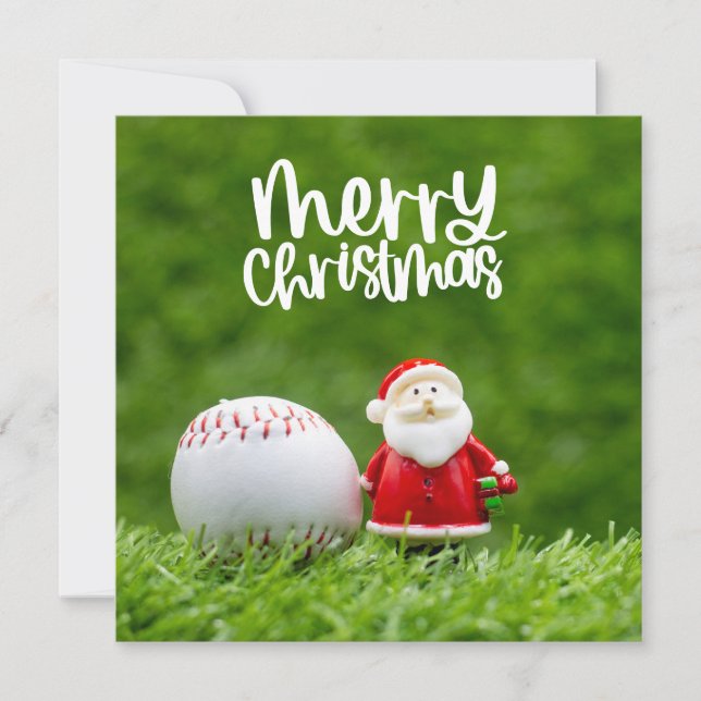 Baseball Christmas themed with Santa Claus Holiday Card (Front)