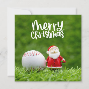 Baseball Christmas themed with Santa Claus Holiday Card