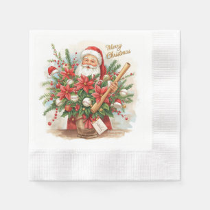 Baseball Christmas themed with Santa. Claus Napkins