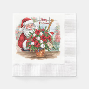 Baseball Christmas themed with Santa. Claus Napkins