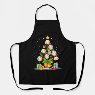 baseball christmas tree apron
