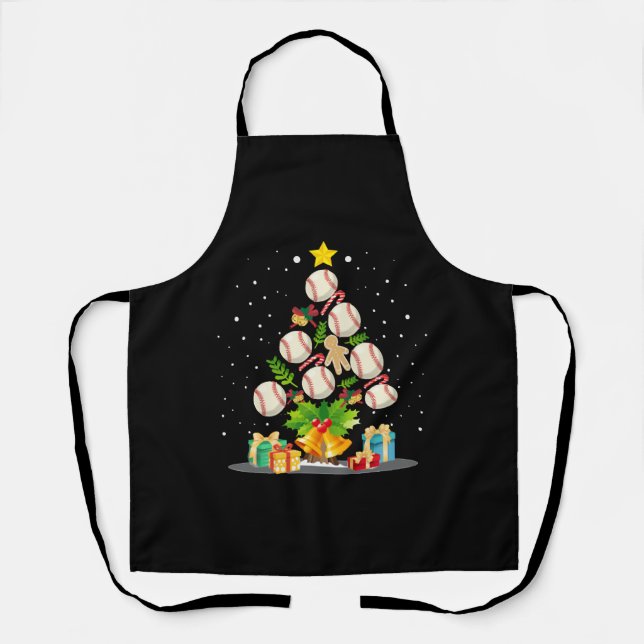 baseball christmas tree apron (Front)