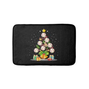 baseball christmas tree bath mat