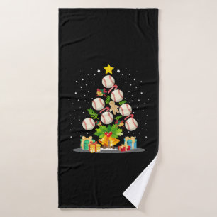 baseball christmas tree bath towel