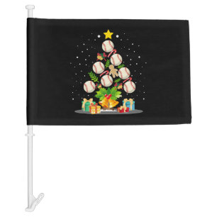 baseball christmas tree car flag