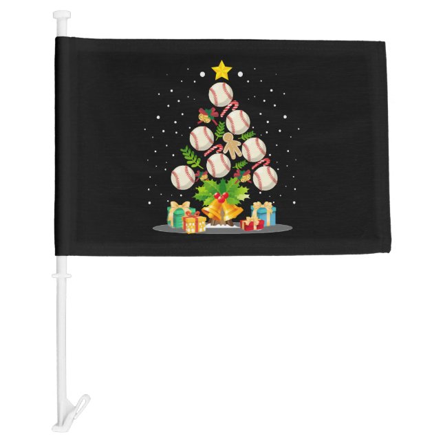 baseball christmas tree car flag (Front)