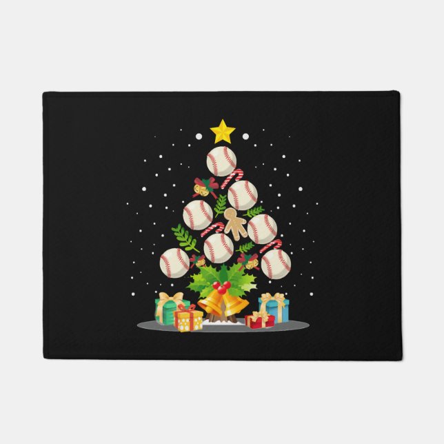 baseball christmas tree doormat (Front)