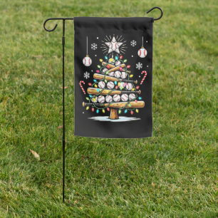 Baseball Christmas Tree Garden Flag