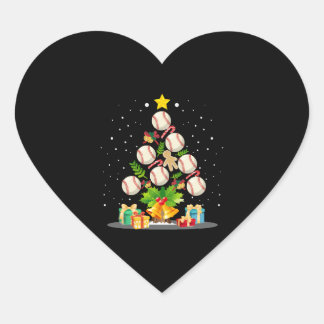 baseball christmas tree heart sticker