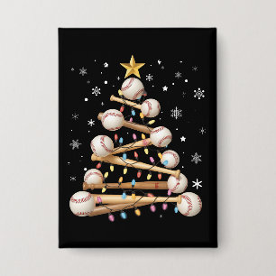Baseball Christmas Tree Light Xmas Sports Lover Button