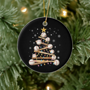 Baseball Christmas Tree Light Xmas Sports Lover Ceramic Ornament