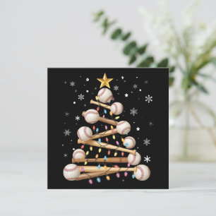 Baseball Christmas Tree Light Xmas Sports Lover Holiday Card