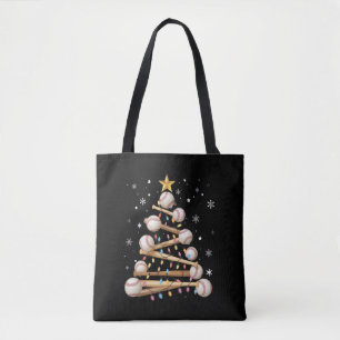 Baseball Christmas Tree Light Xmas Sports Lover Tote Bag