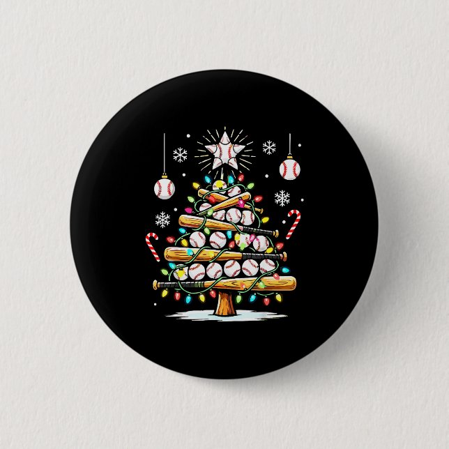 Baseball Christmas Tree Lights  Button (Front)