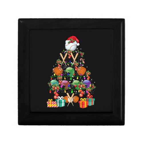 Baseball Christmas Tree Santa Hat Sport Lover Gift Gift Box