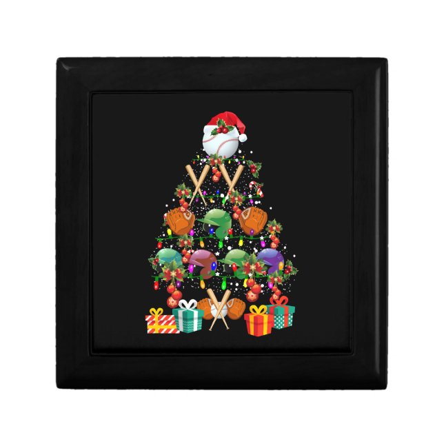 Baseball Christmas Tree Santa Hat Sport Lover Gift Gift Box (Front)