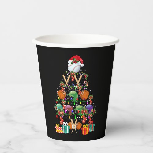 Baseball Christmas Tree Santa Hat Sport Lover Gift Paper Cups