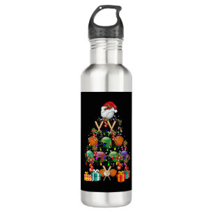 Baseball Christmas Tree Santa Hat Sport Lover Gift Stainless Steel Water Bottle