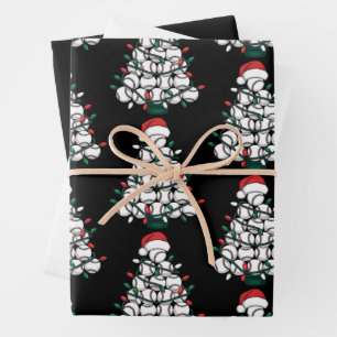 Baseball Christmas Tree Santa Sports Wrapping Paper Sheets