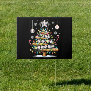 Baseball Christmas Tree Sign