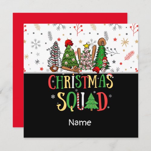Baseball  Christmas Tree Snowflake Holiday Card