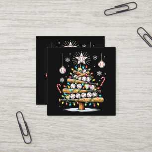 Baseball Christmas Tree Square Business Card