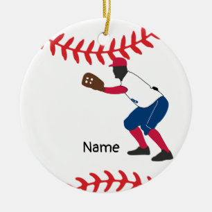 Baseball Christmas with ball Cute  Santa Claus   Ceramic Ornament