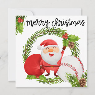 Baseball Christmas with gifts and ball Holiday Card