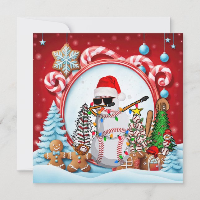 Baseball Christmas with gifts and ball    Holiday Card (Front)