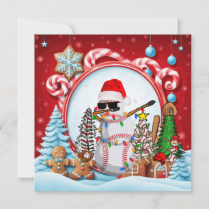 Baseball Christmas with gifts and ball    Holiday Card