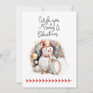 Baseball Christmas with gifts and ball   Holiday Card