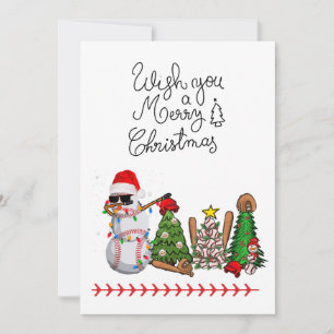 Baseball Christmas with gifts and ball Holiday Card