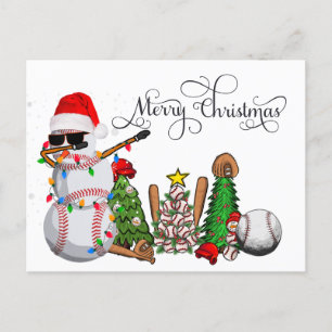 Baseball Christmas with gifts and ball Holiday Postcard